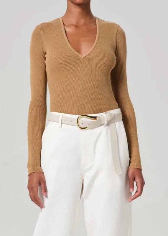 Helsa Deep V Bodysuit in Marcona sold by Citizens Of Humanity