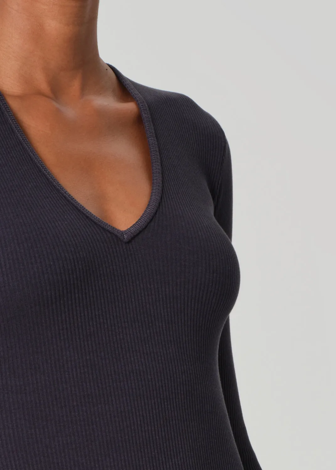 Helsa Deep V Bodysuit in Charcoal sold by Citizens Of Humanity product image thumbnail 4