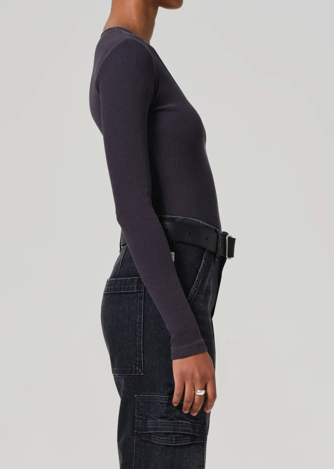 Helsa Deep V Bodysuit in Charcoal sold by Citizens Of Humanity product image thumbnail 3