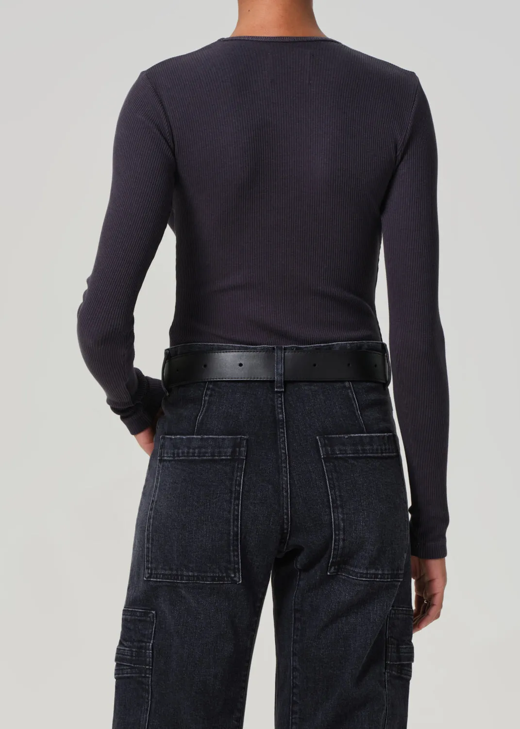 Helsa Deep V Bodysuit in Charcoal sold by Citizens Of Humanity product image thumbnail 2