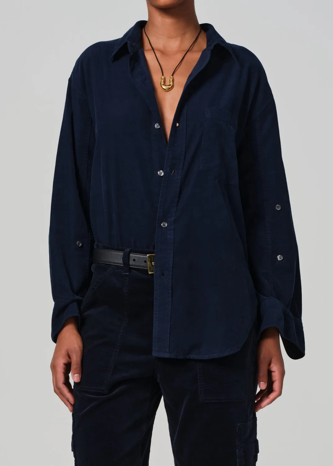 Kayla Shirt Corduroy in Navy sold by Citizens Of Humanity