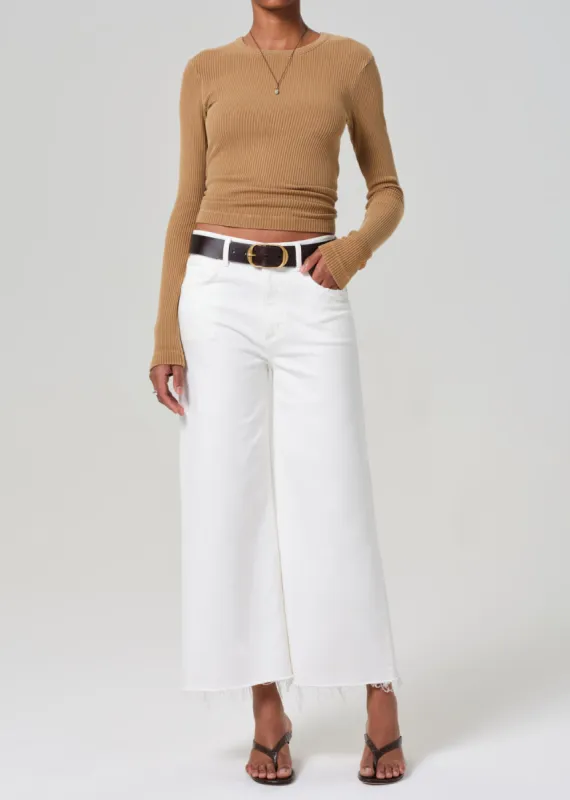 Lyra Wide Leg Crop Raw Hem in Soft White sold by Citizens Of Humanity