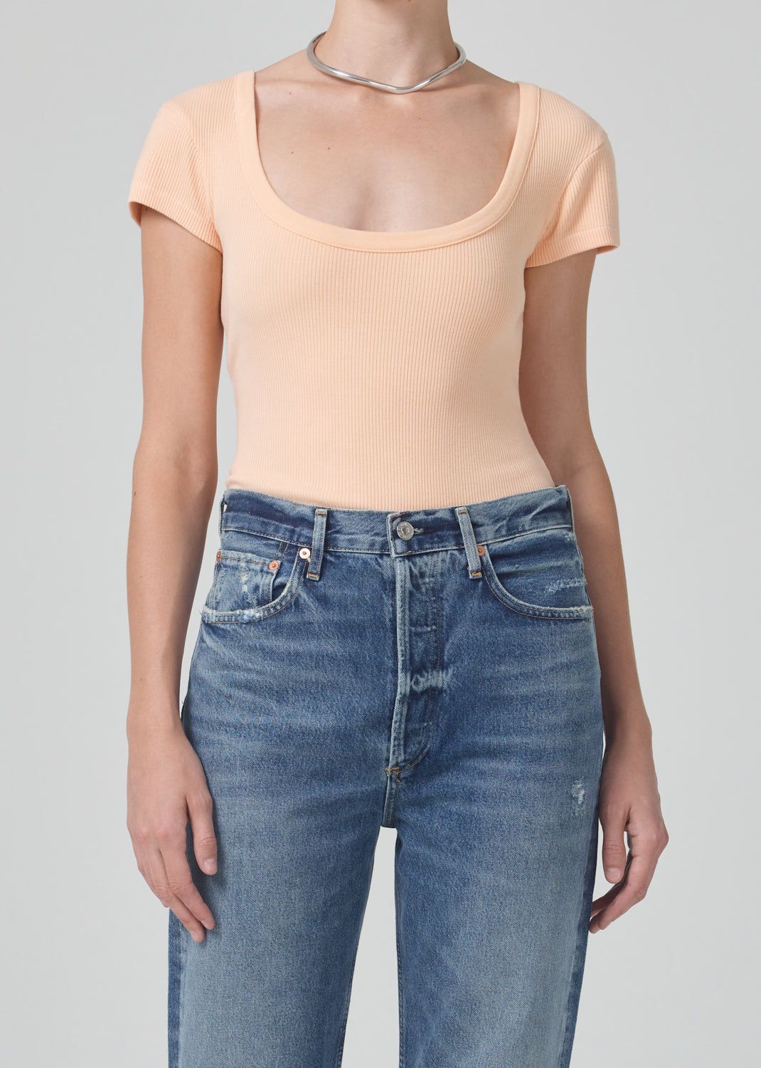 Lima Scoop Neck Tee in Cantaloupe sold by Citizens Of Humanity