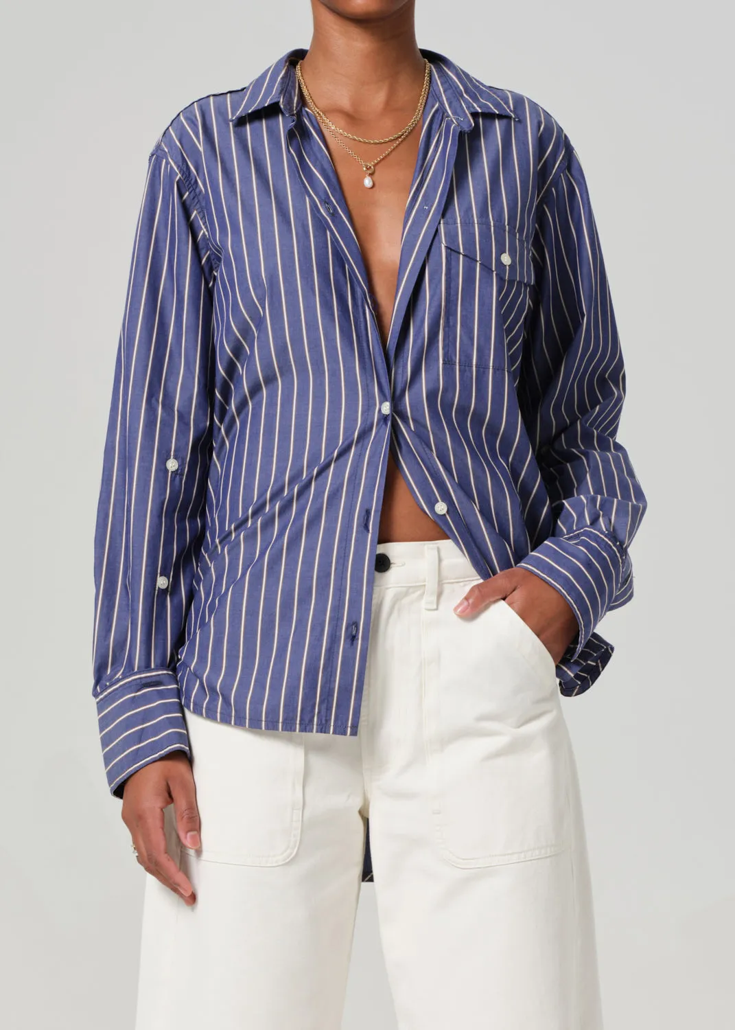 Shay Shirt in Portamento Stripe sold by Citizens Of Humanity