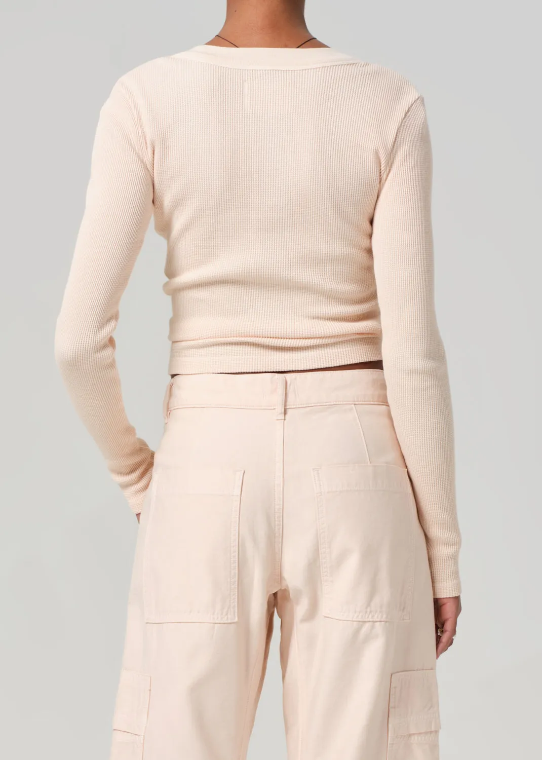 Varra Waffle Henley in Shrimp sold by Citizens Of Humanity product image thumbnail 2