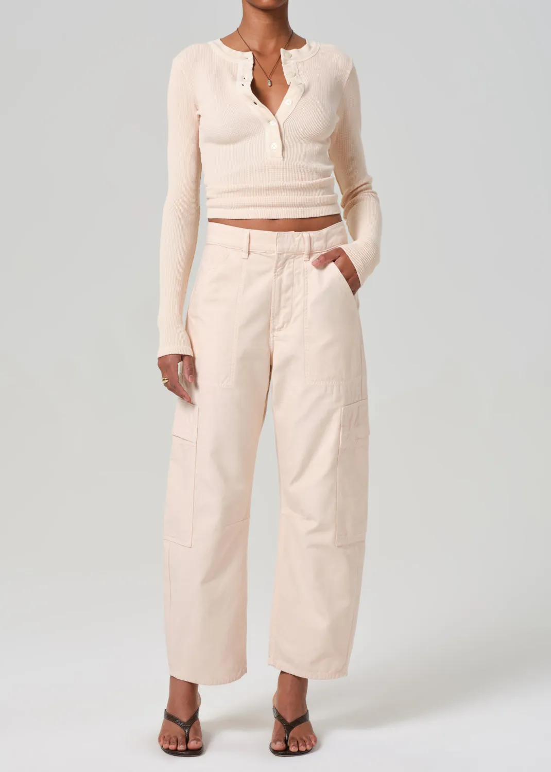 Varra Waffle Henley in Shrimp sold by Citizens Of Humanity product image thumbnail 5