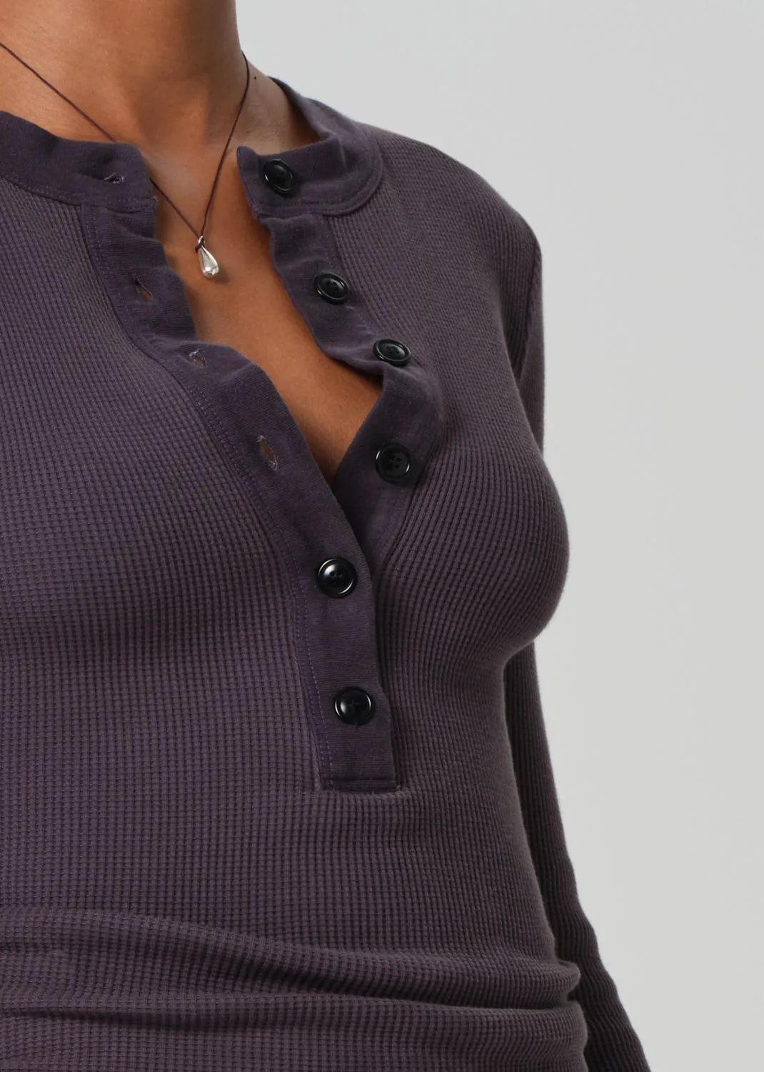 Varra Waffle Henley in Charcoal sold by Citizens Of Humanity product image thumbnail 4