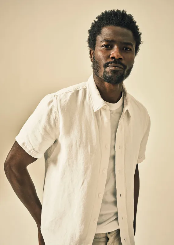 Cairo Short Sleeve Linen Shirt in White sold by Citizens Of Humanity