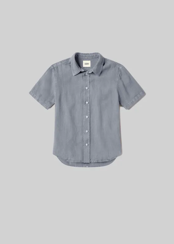 Cairo Short Sleeve Linen Shirt in Hematite made by Citizens Of Humanity