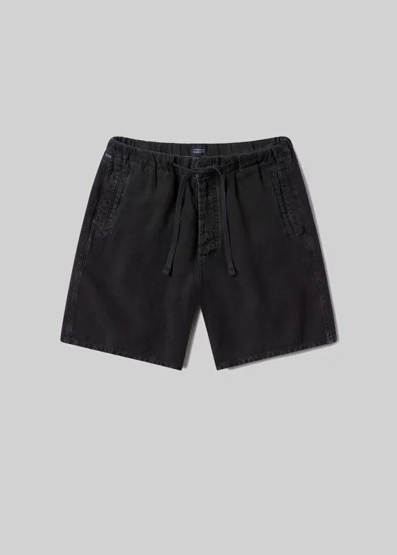 Drawstring Deck Linen Short in Washed Black sold by Citizens Of Humanity