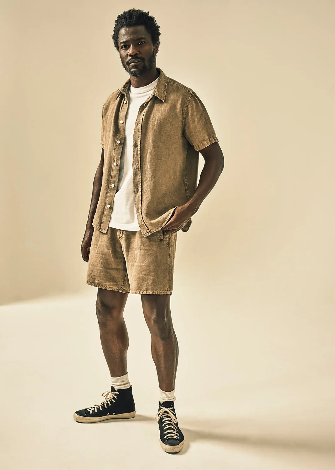 Drawstring Deck Linen Short in Reservoir sold by Citizens Of Humanity