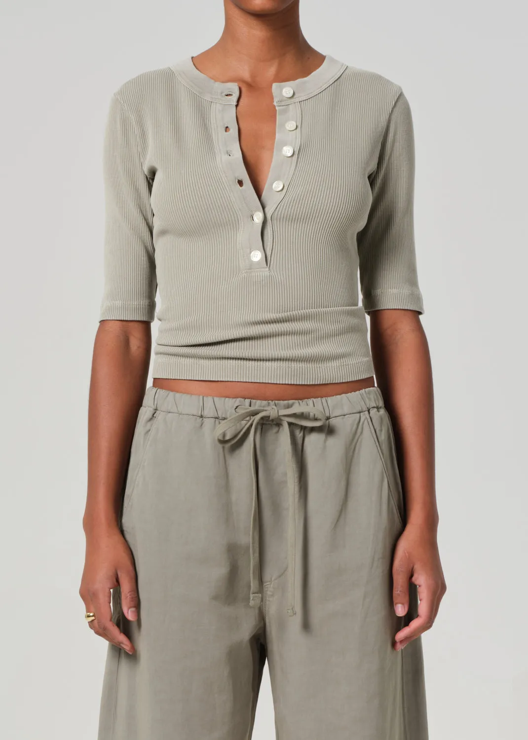 Nali Short Sleeve Henley in Flora sold by Citizens Of Humanity