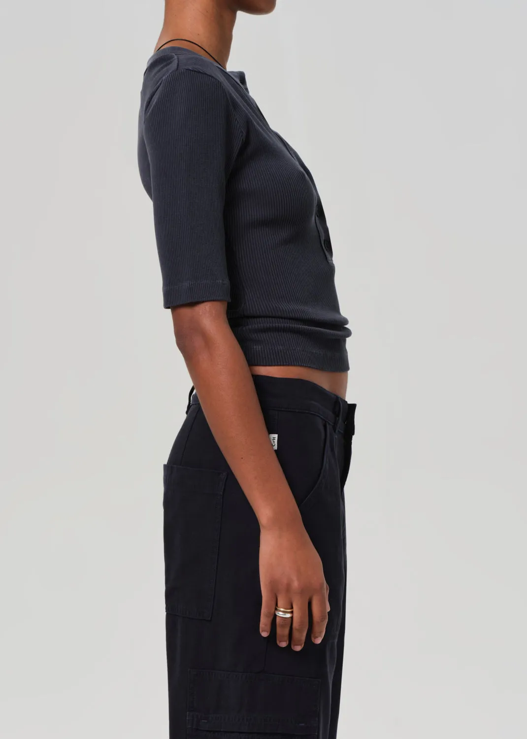 Nali Short Sleeve Henley in Charcoal sold by Citizens Of Humanity product image thumbnail 3