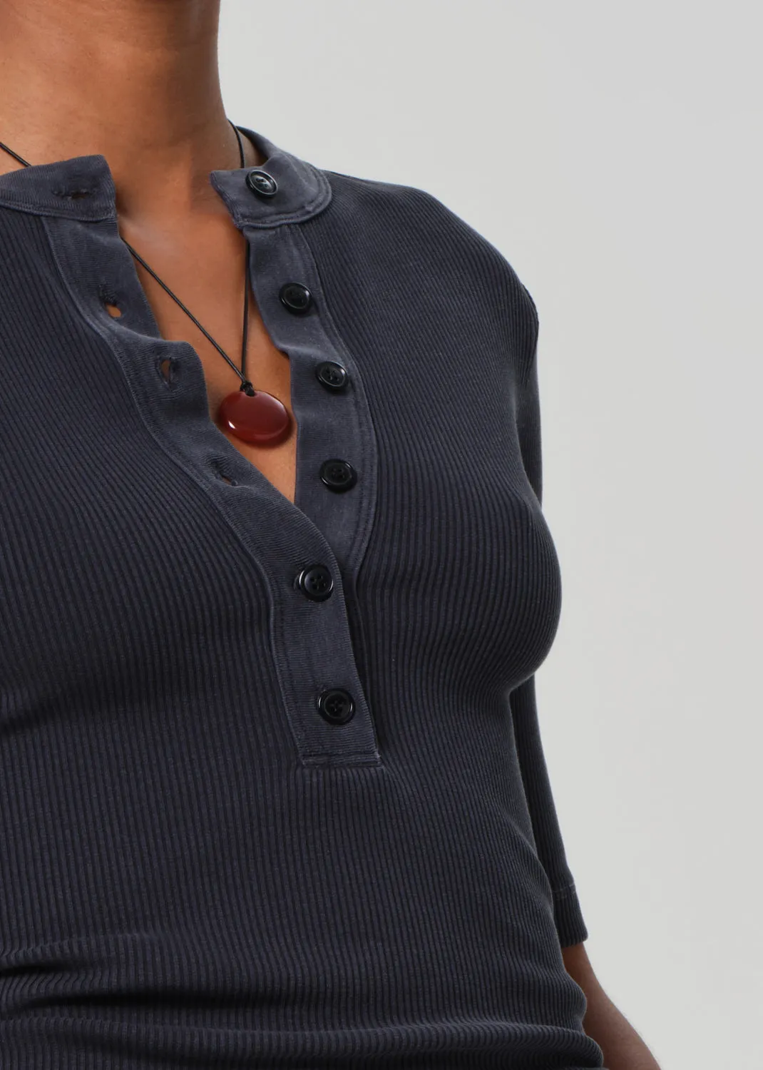 Nali Short Sleeve Henley in Charcoal sold by Citizens Of Humanity product image thumbnail 4