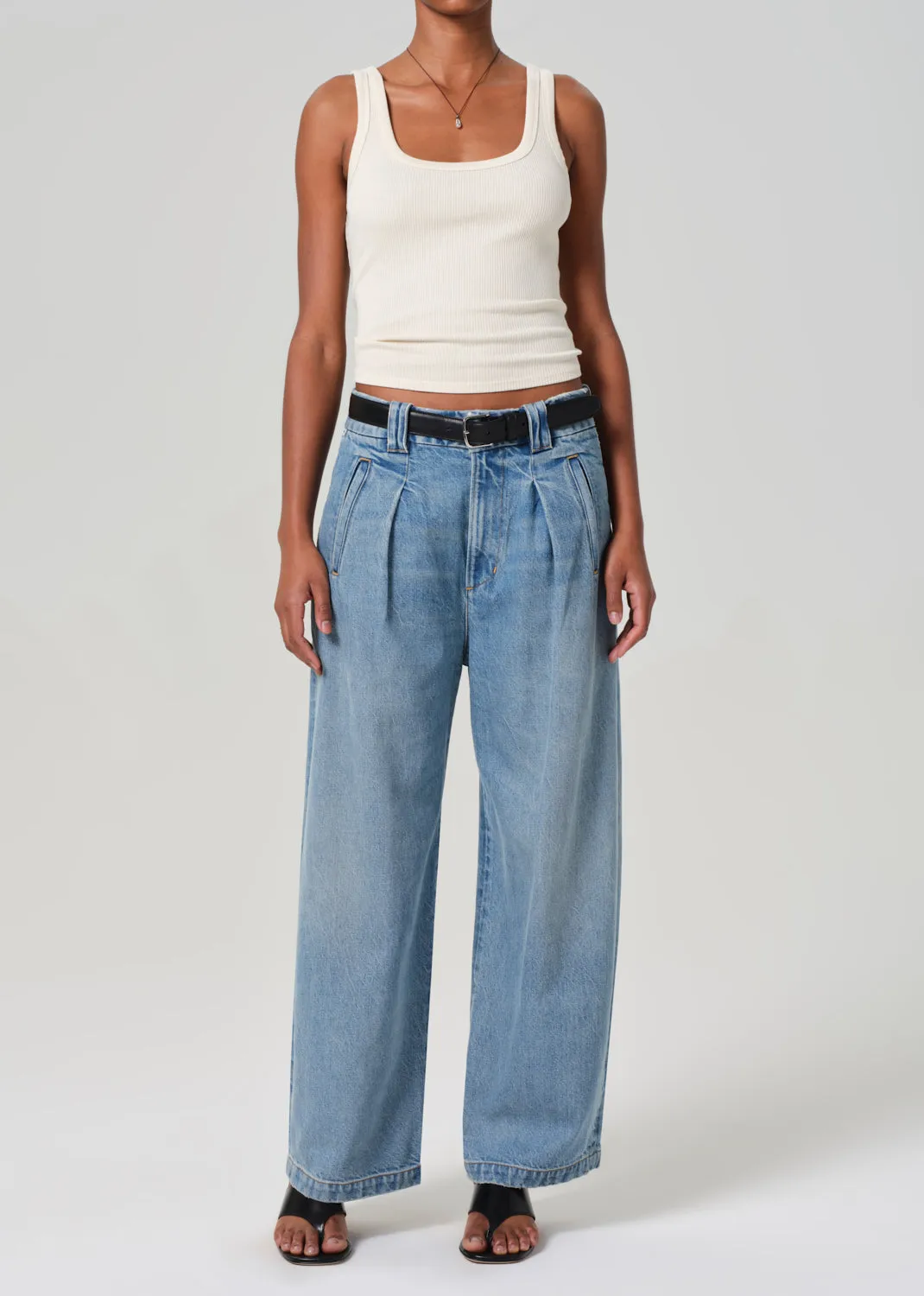 Cara Cropped Pleated Trouser in Amoura sold by Citizens Of Humanity