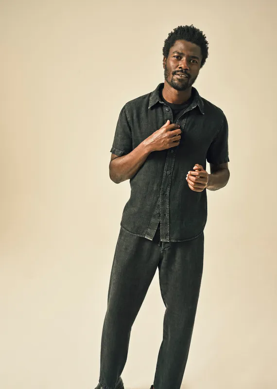 Cairo Short Sleeve Linen Shirt in Washed Black sold by Citizens Of Humanity