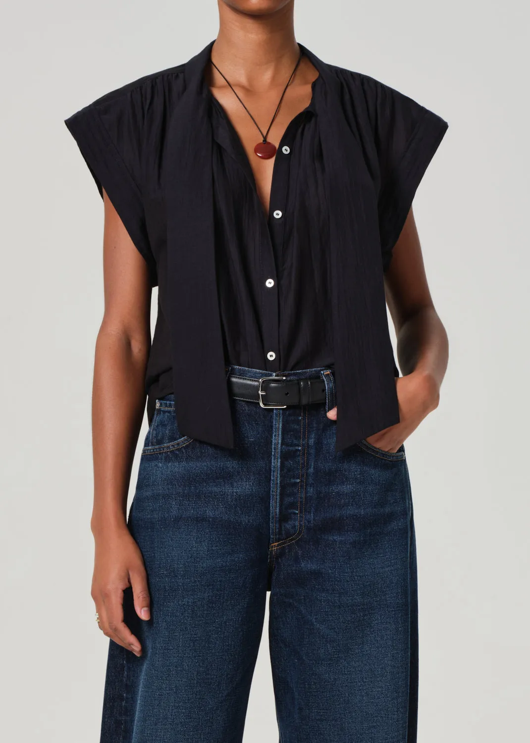 Penny Blouse With Neck Tie in Black sold by Citizens Of Humanity