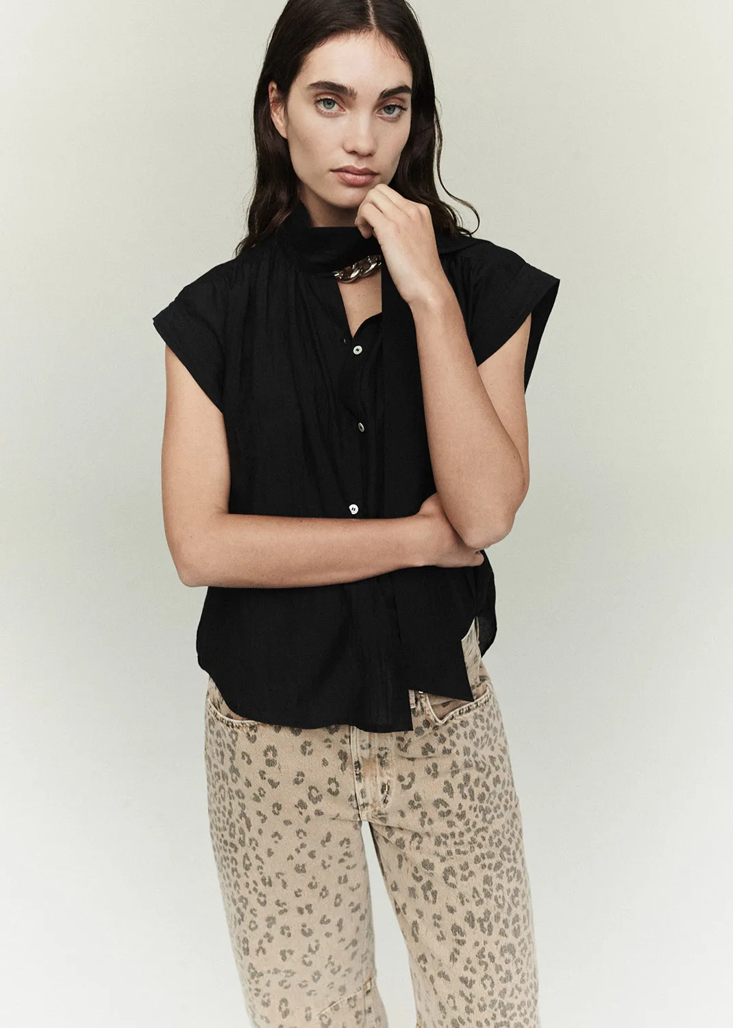 Penny Blouse With Neck Tie in Black sold by Citizens Of Humanity product image thumbnail 2