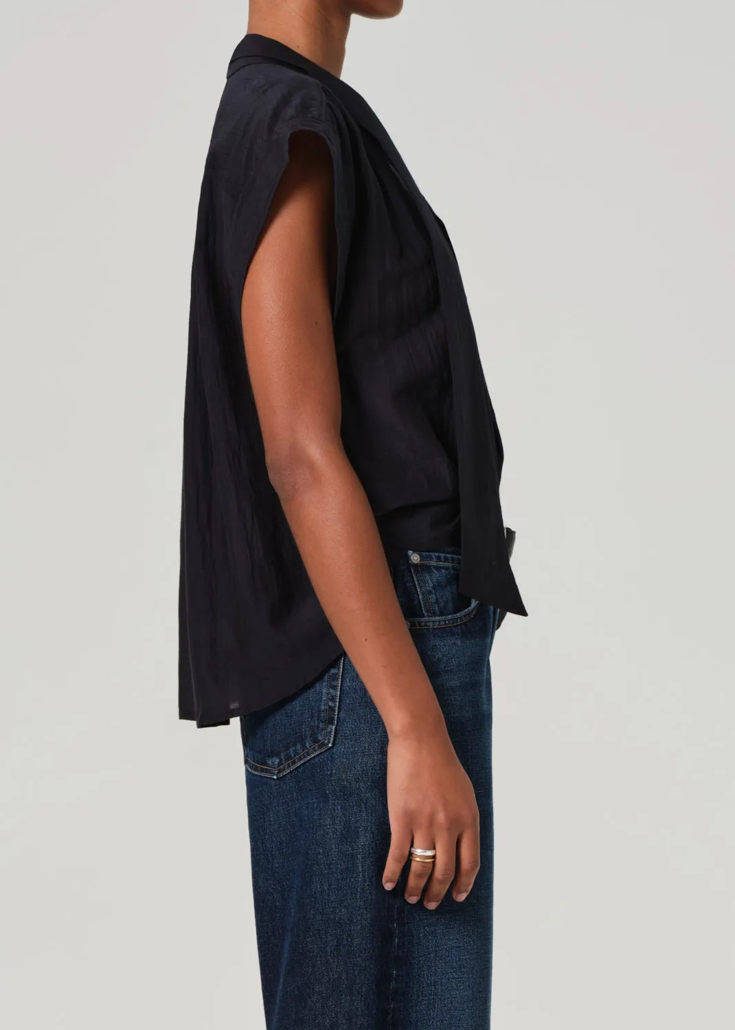 Penny Blouse With Neck Tie in Black sold by Citizens Of Humanity product image thumbnail 4