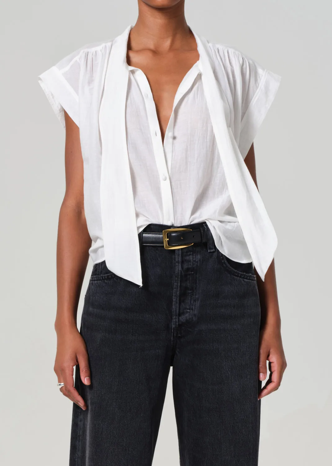 Penny Blouse With Neck Tie in White sold by Citizens Of Humanity