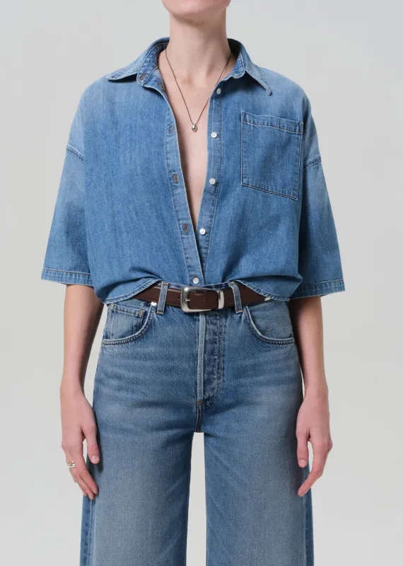 Frances Cropped Cape Button Up in Skyland made by Citizens Of Humanity