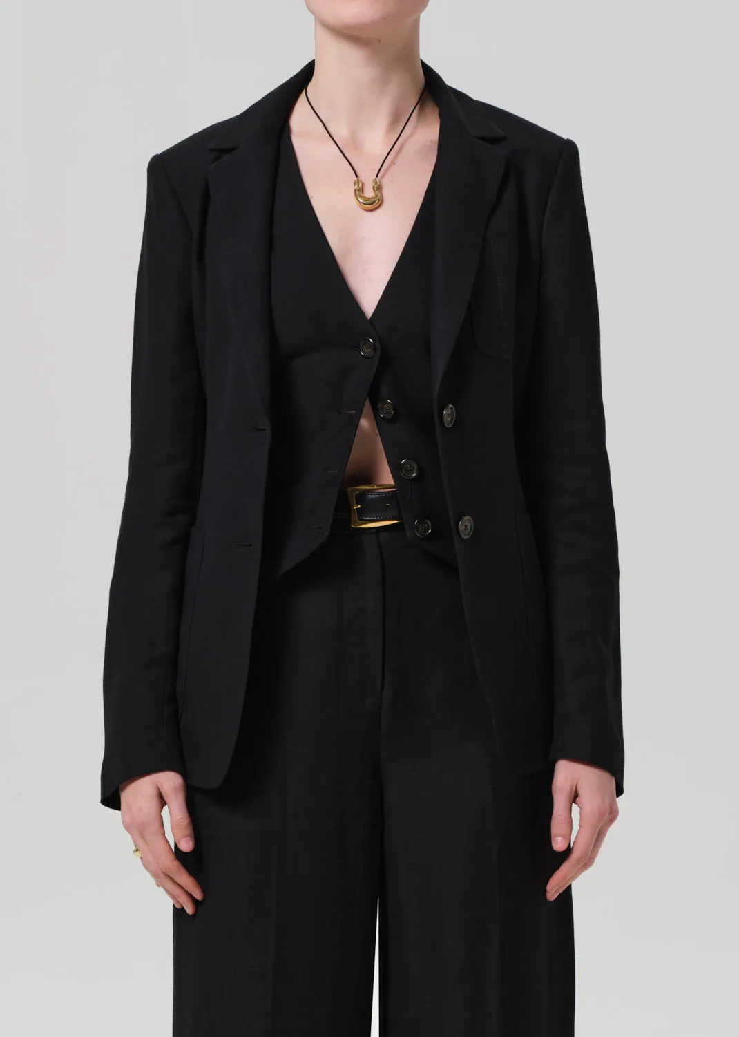 Unlined Weekend Blazer Linen Twill in Black sold by Citizens Of Humanity