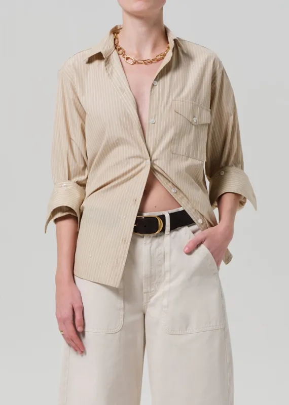 Shay Shirt in Khaki Stripe sold by Citizens Of Humanity
