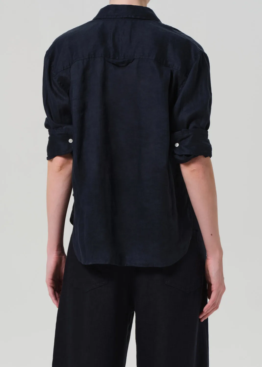 Kayla Shrunken Linen Shirt in True Navy sold by Citizens Of Humanity product image thumbnail 3