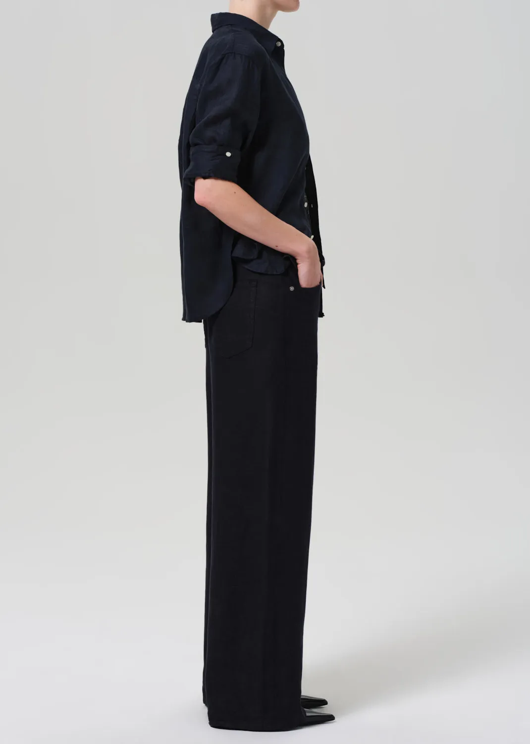 Brynn Drawstring Linen Trouser in True Navy sold by Citizens Of Humanity product image thumbnail 4