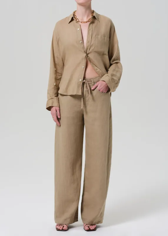 Brynn Drawstring Linen Trouser in Gobi sold by Citizens Of Humanity