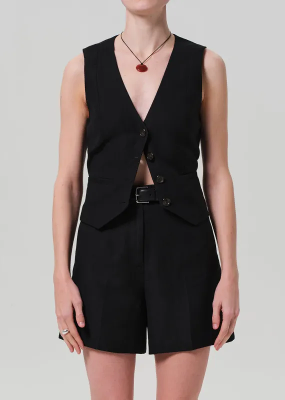 Waistcoat Linen Twill in Black sold by Citizens Of Humanity