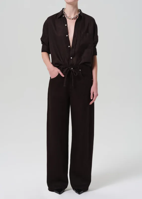 Petite Brynn Drawstring Linen Trouser in Chocolate sold by Citizens Of Humanity