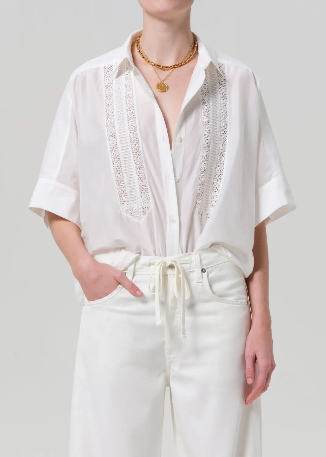 Claire Shirt With Lace in White sold by Citizens Of Humanity