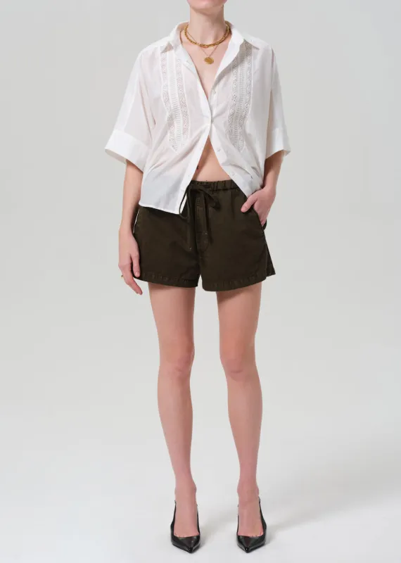Este Drawstring Short in Dark Olive sold by Citizens Of Humanity