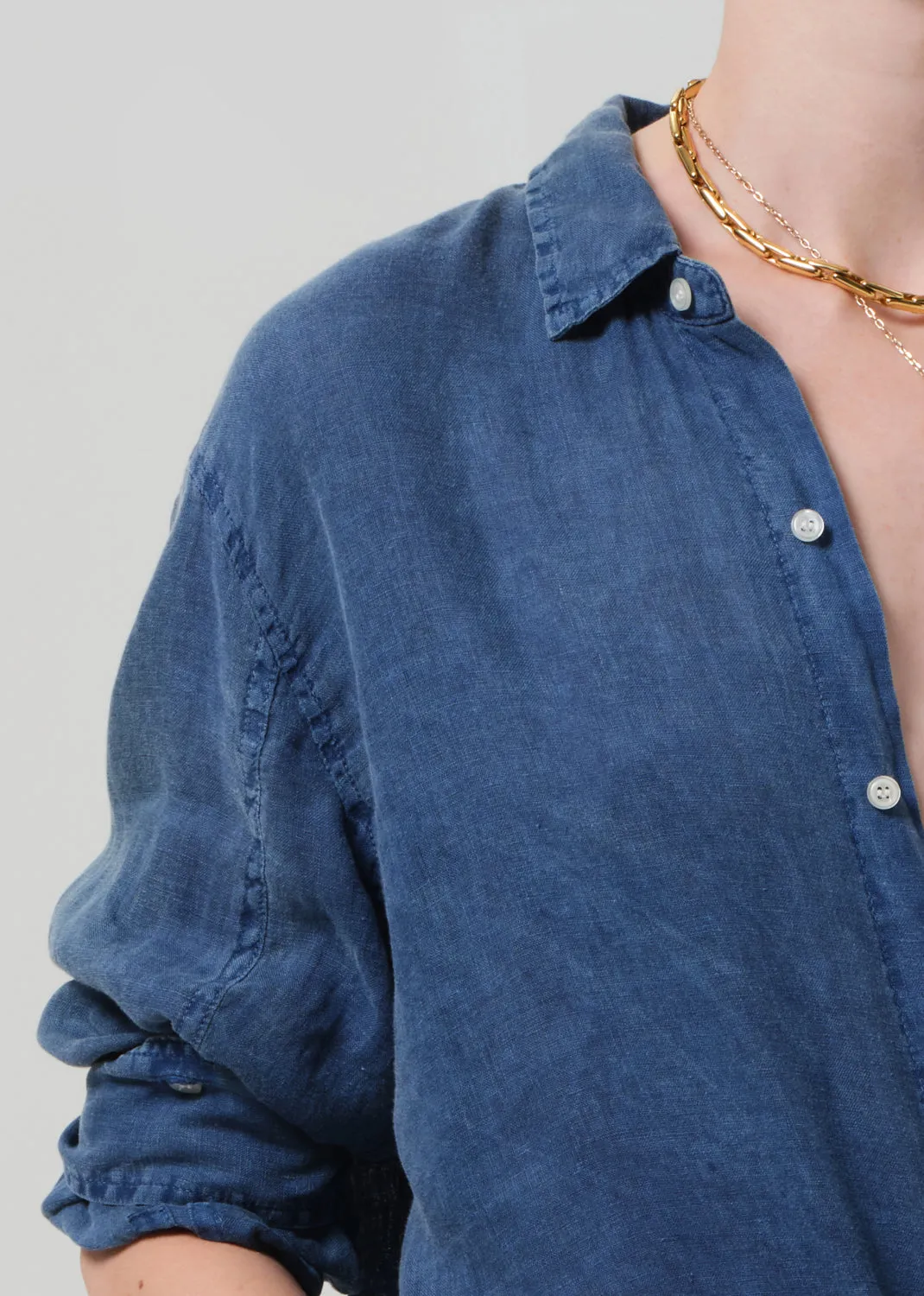 Kayla Shrunken Shirt Linen in Dark Indigo Stone sold by Citizens Of Humanity product image thumbnail 4