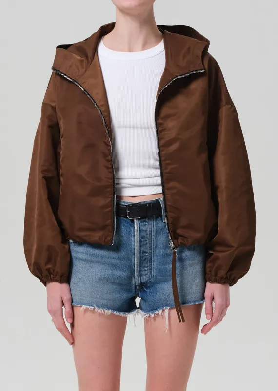 Cropped Nylon Windbreaker in Brown made by Citizens Of Humanity