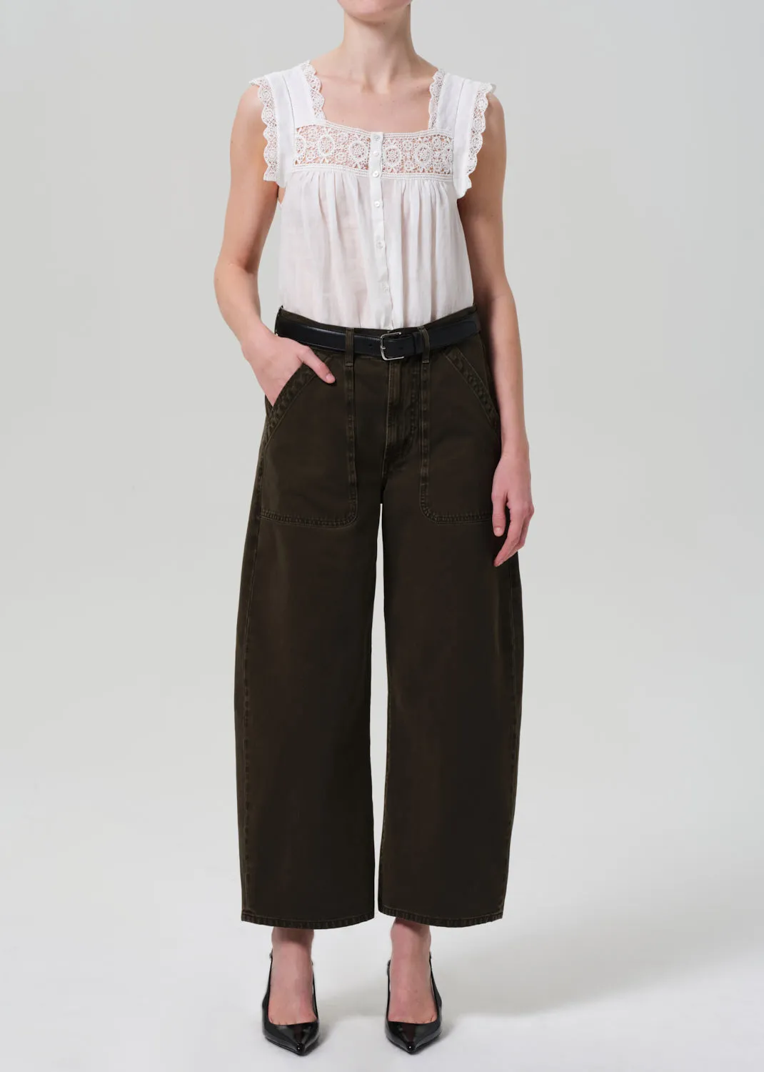 Ayla Cargo Crop in Dark Olive sold by Citizens Of Humanity