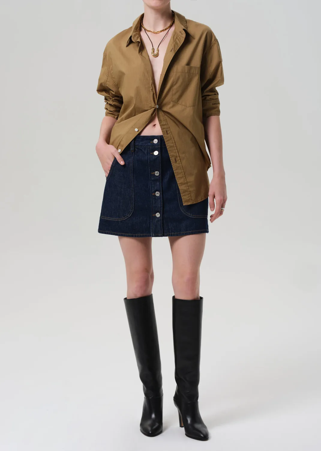 Curved Pocket Mini Skirt in Amherst sold by Citizens Of Humanity