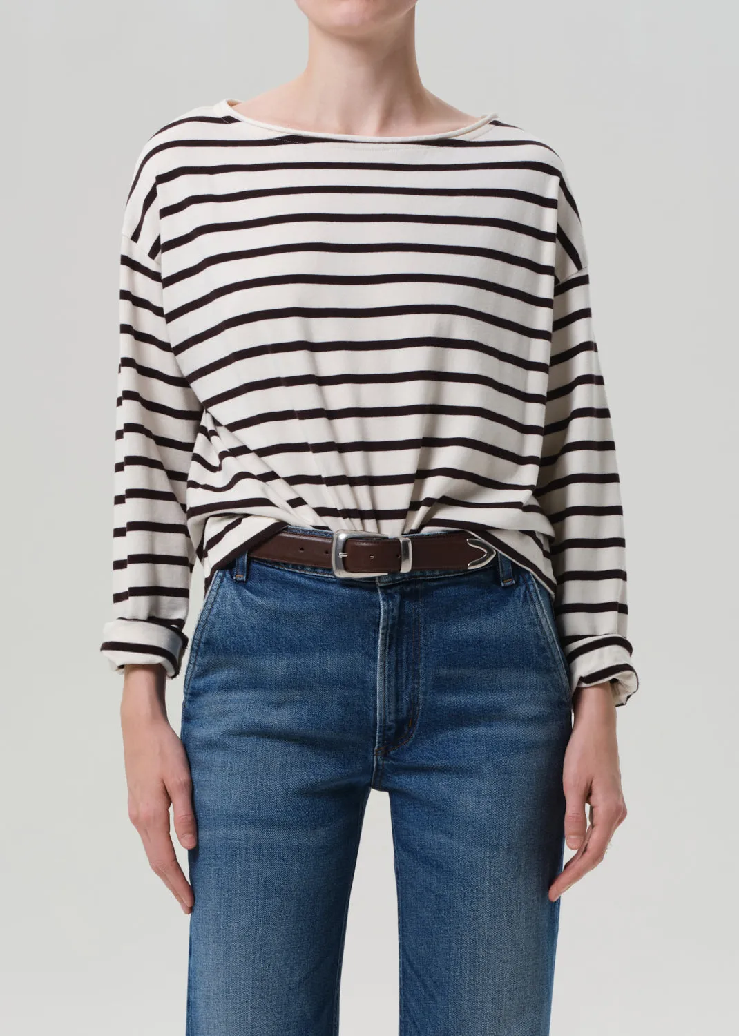 Boat Neck Long Sleeve in Chocolate Stripe sold by Citizens Of Humanity