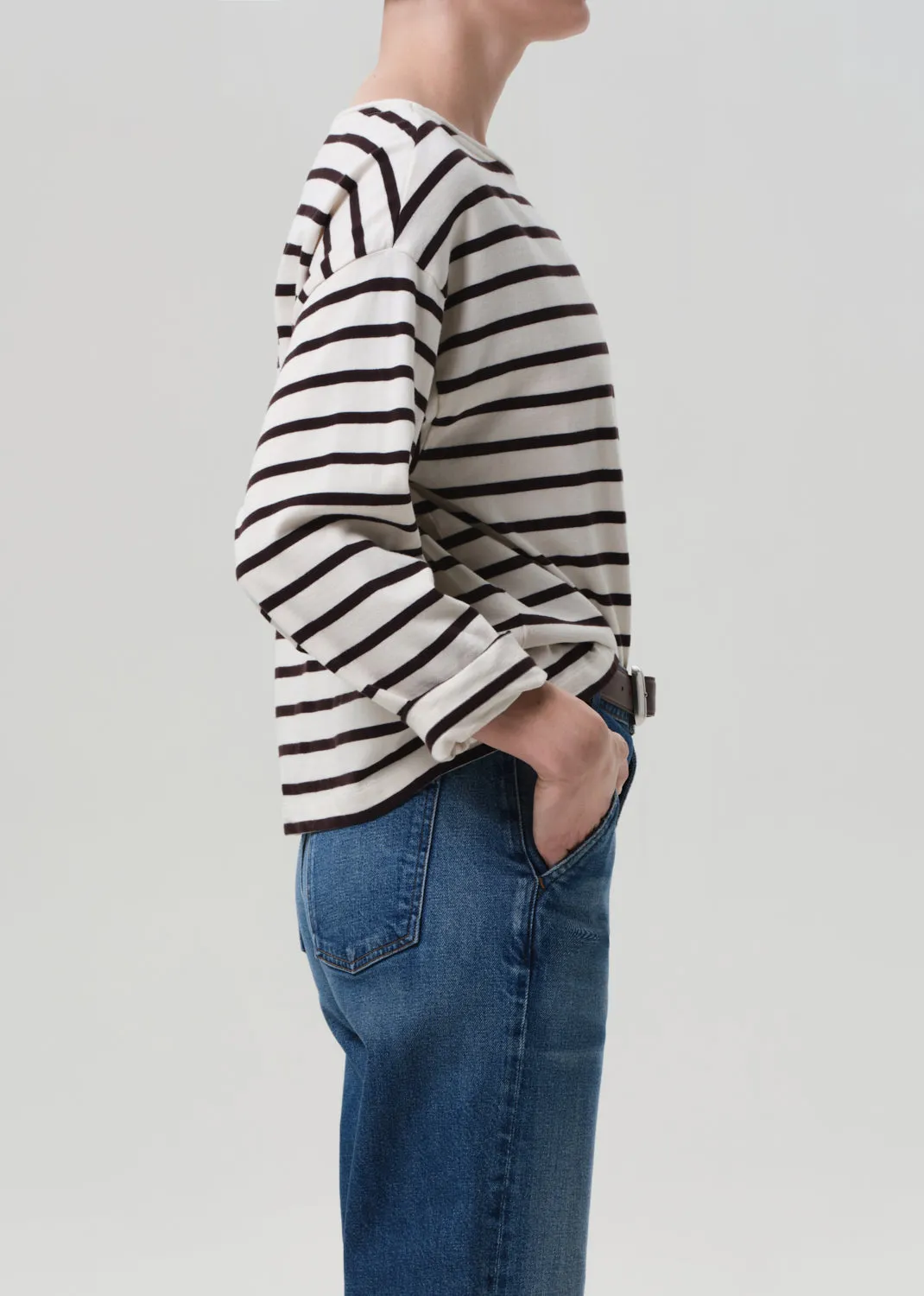 Boat Neck Long Sleeve in Chocolate Stripe sold by Citizens Of Humanity product image thumbnail 3