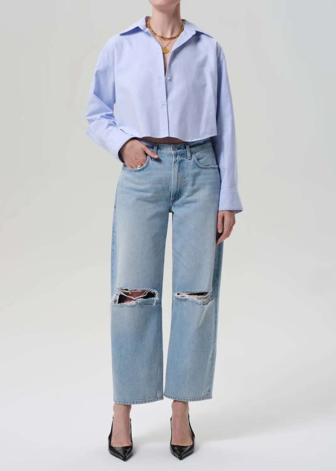 Ana Cropped Shirt in Blue sold by Citizens Of Humanity product image thumbnail 5
