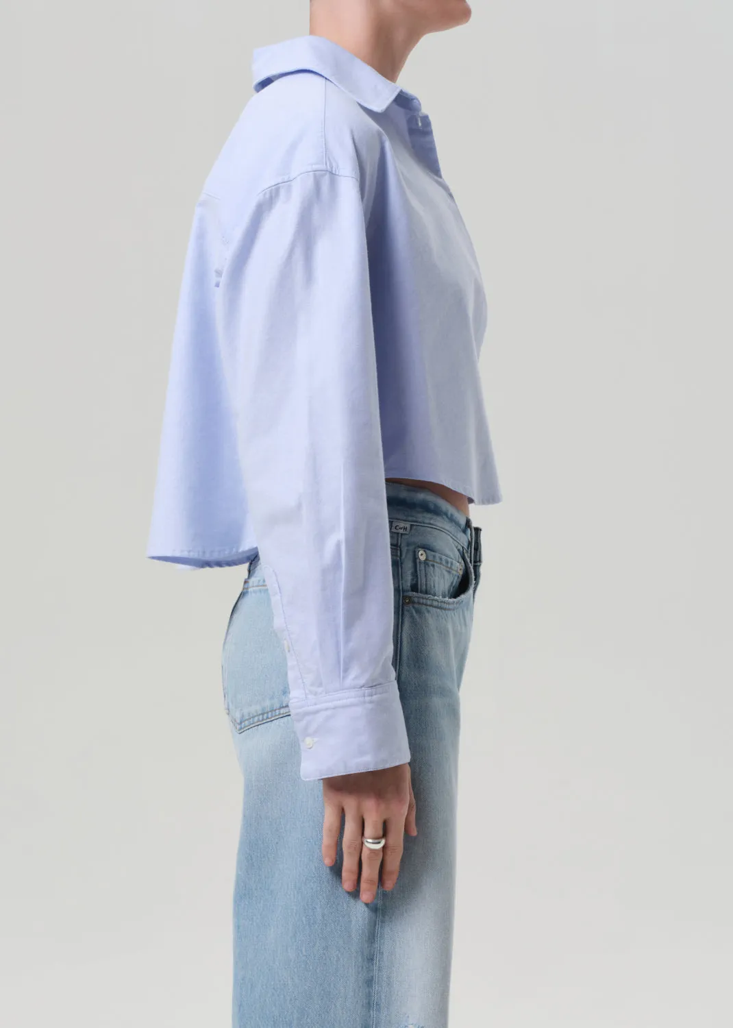 Ana Cropped Shirt in Blue sold by Citizens Of Humanity product image thumbnail 3