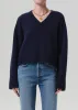 Gazette Puzzle V-Neck in Navy sold by Citizens Of Humanity