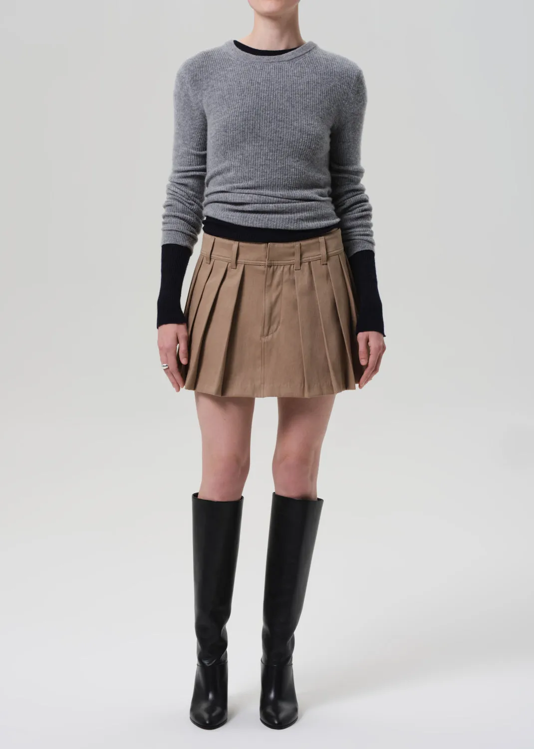 Pleated Mini Skirt in Khaki sold by Citizens Of Humanity