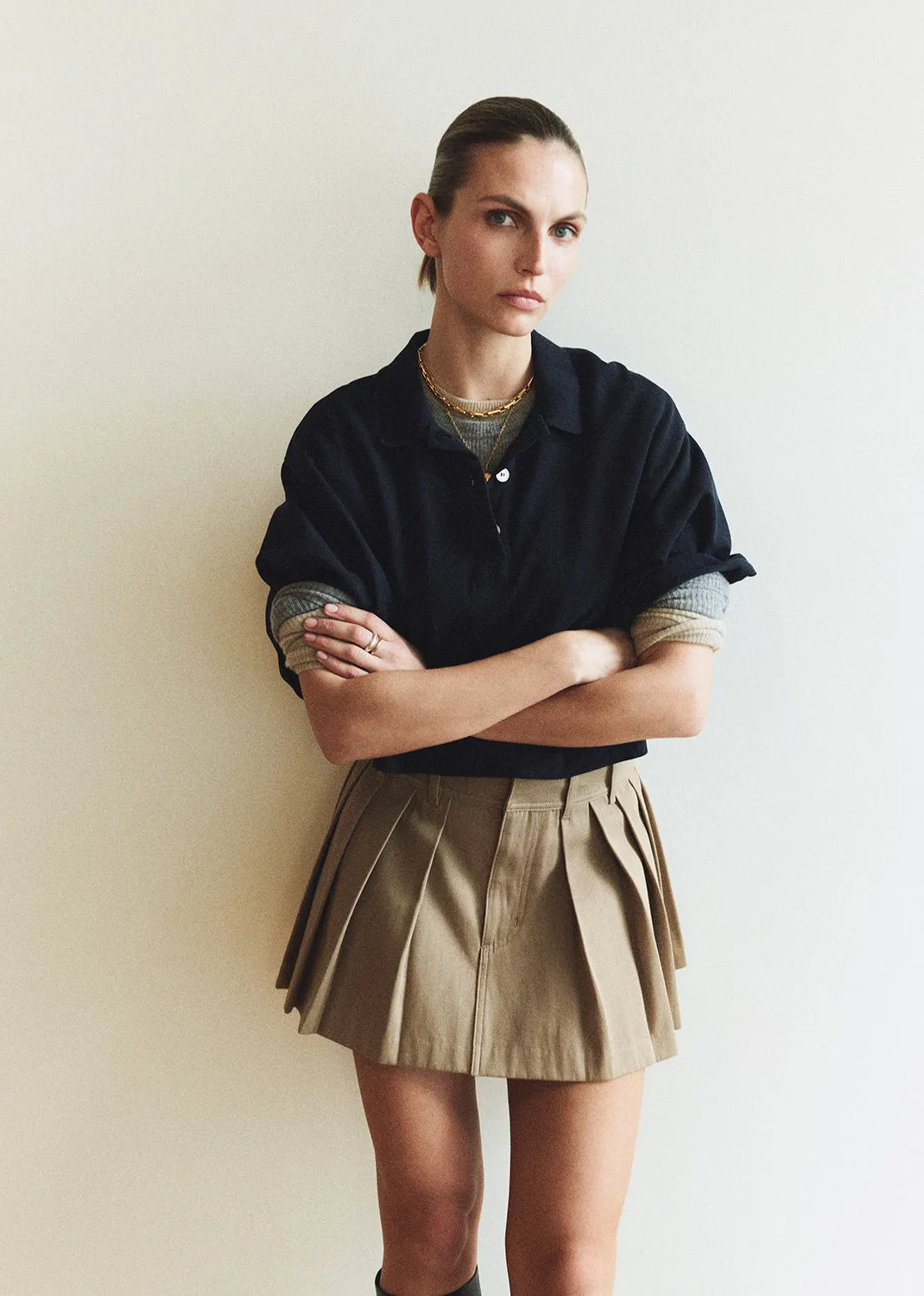 Pleated Mini Skirt in Khaki sold by Citizens Of Humanity product image thumbnail 2