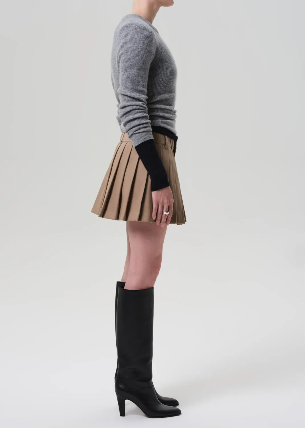 Pleated Mini Skirt in Khaki sold by Citizens Of Humanity product image thumbnail 4