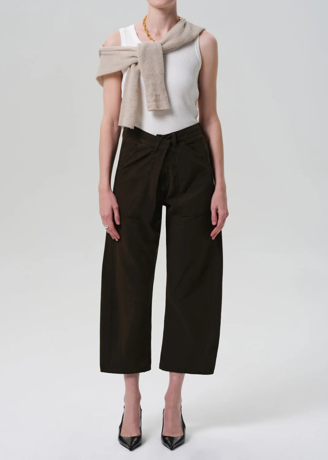 Ines Crop Utility Trouser in Moss sold by Citizens Of Humanity