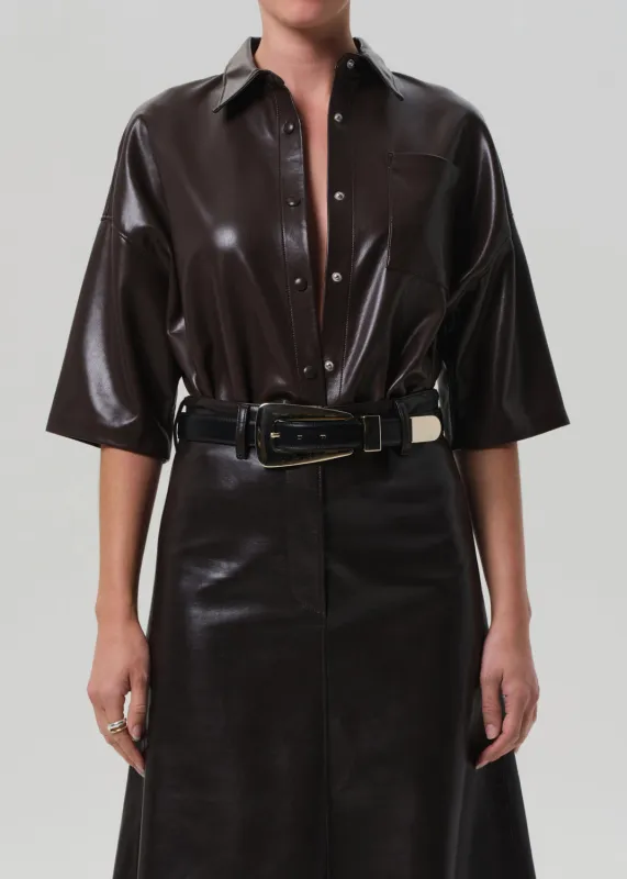 Frances Cropped Cape Button Up in Chocolate sold by Citizens Of Humanity