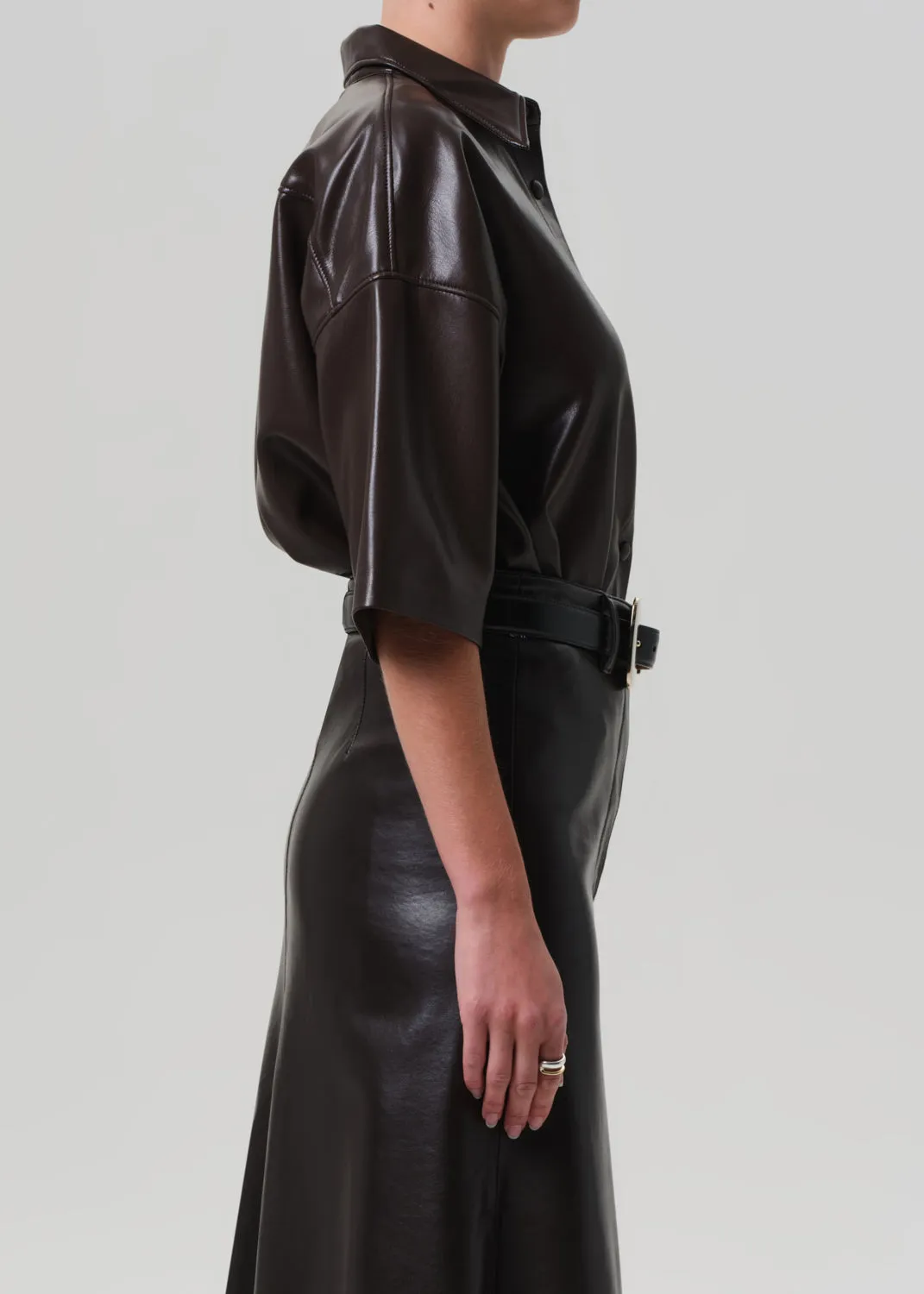 Frances Cropped Cape Button Up in Chocolate sold by Citizens Of Humanity product image thumbnail 4