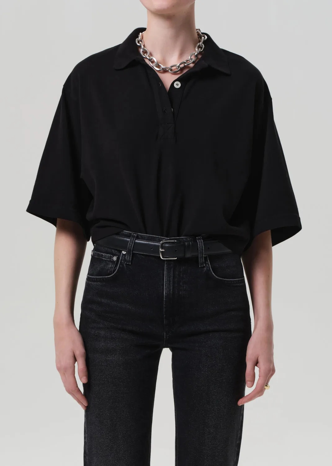 Lowen Polo Shirt in Black sold by Citizens Of Humanity